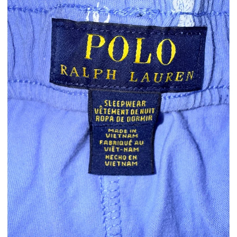 2  Polo Ralph Lauren Pajama Pants Mens Medium Navy Blue & Light Blue Joggers